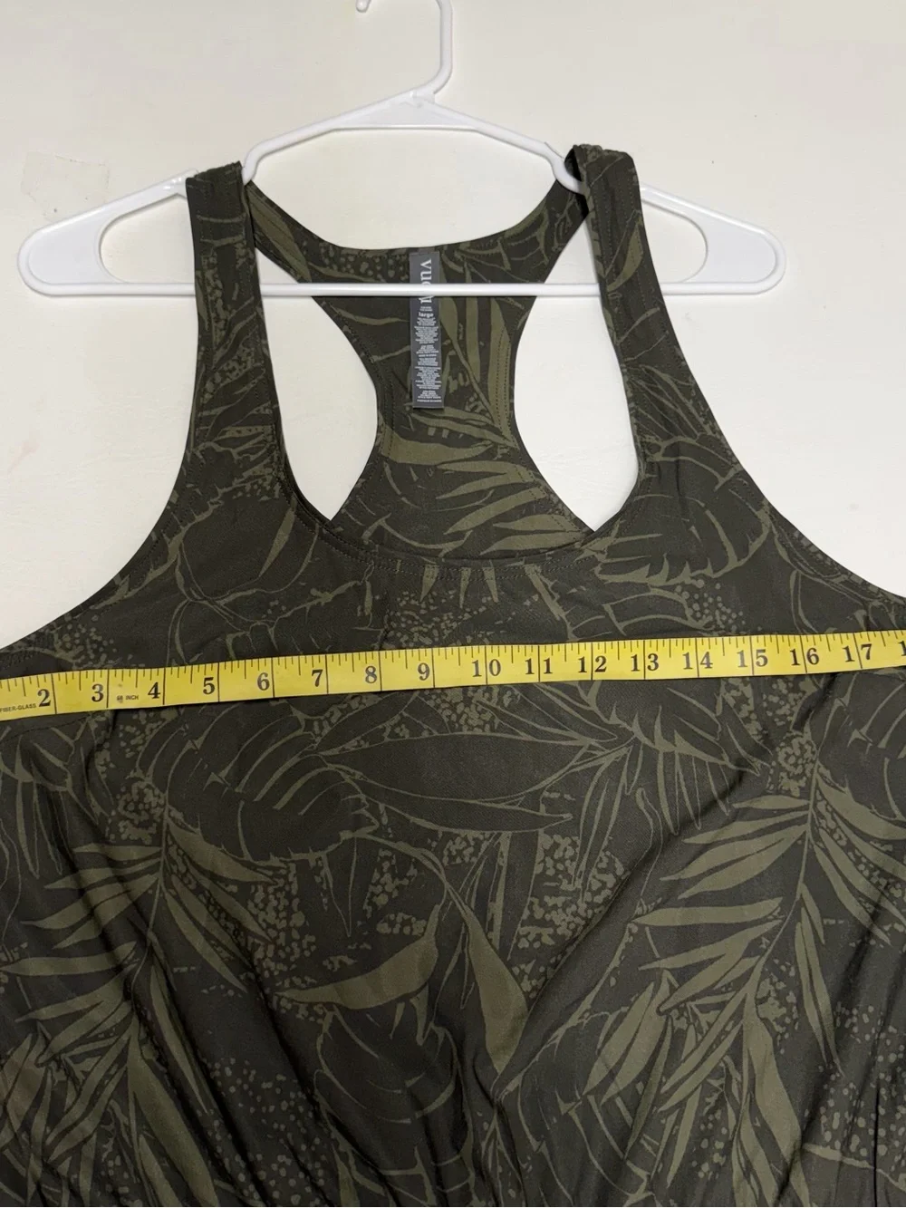 Vuori clementine romper Green Leaf Print Tank Romper with Drawstring Sz L - Picture 5 of 8